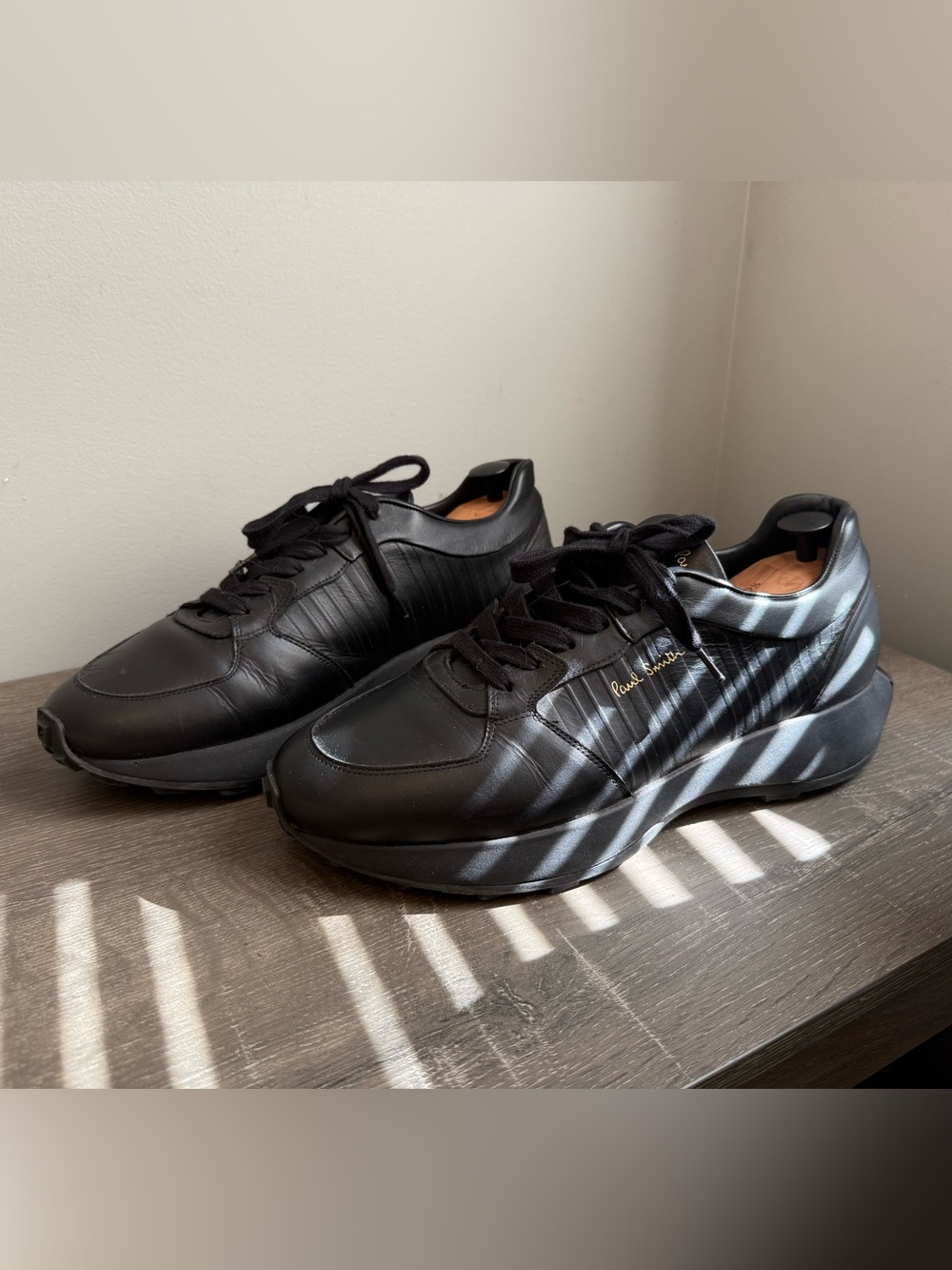 Paul Smith Black Leather Low-Top Sneakers